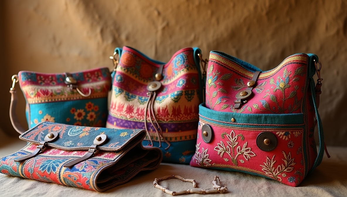 Handmade fabric bag showcase